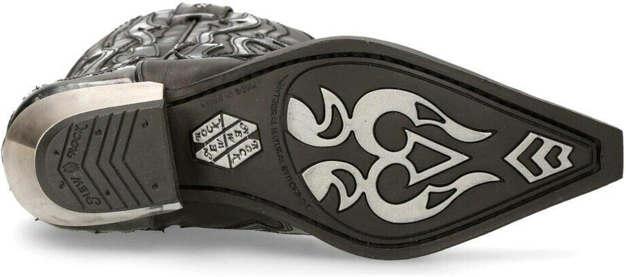 NEW ROCK グレー 42 Amazon.com | New Rock M-7921-S3 SILVER FLAME BOOTS Black Leather